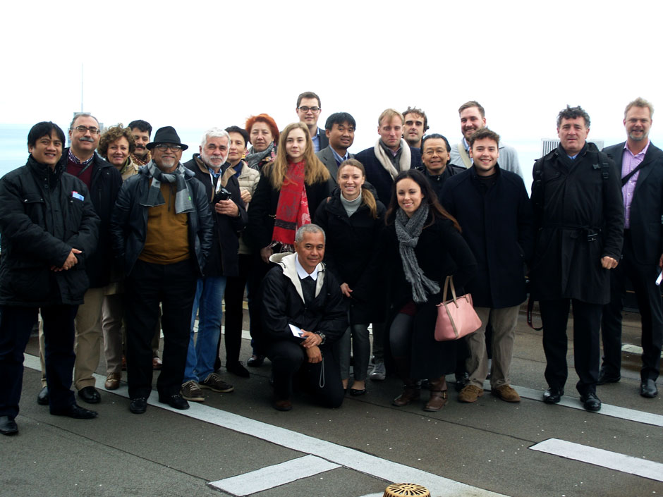 A group photo from the roof of the Willis Tower.