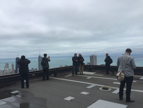 Attendees enjoy the picturesque view from the Willis Tower.